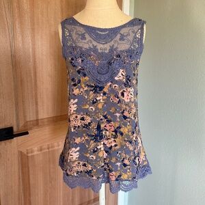 Purple Floral Lace Top by Xihilaration XS